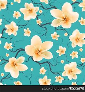 Floral Seamless Pattern With Flowering Branch And Spring Flowers