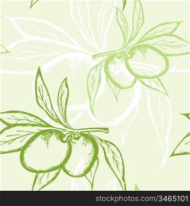 floral seamless pattern with green olive
