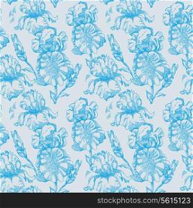 Floral seamless pattern with iris flowers