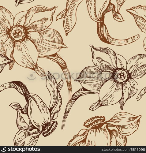 Floral seamless pattern with narcissus