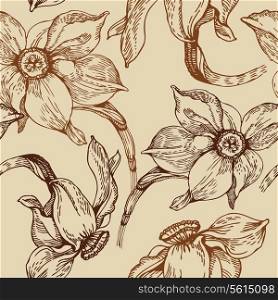 Floral seamless pattern with narcissus