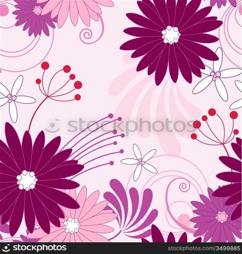 floral seamless pattern with violet flowers