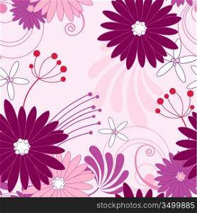 floral seamless pattern with violet flowers