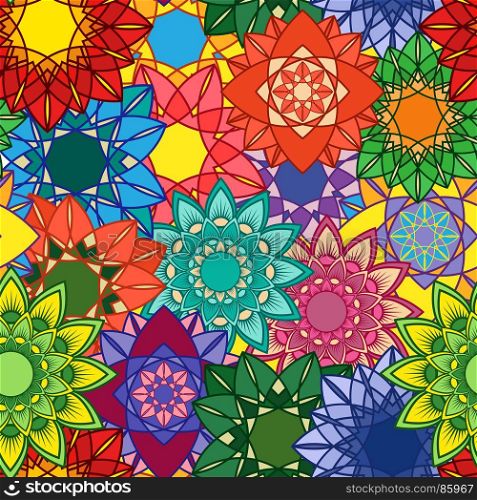 Floral seamless pattern with vivid scattered motley colourful stylized flowers, vector illustration as a paper wrapper