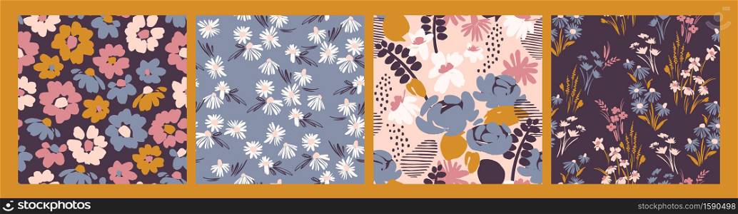 Floral seamless patterns. Vector design for paper, cover, fabric, interior decor and other users. Floral seamless patterns. Vector design for paper, cover, fabric, interior decor and other.