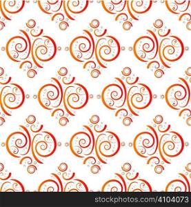 floral seamless repeat tile pattern in orange and red
