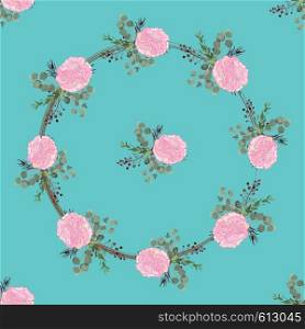 Floral seamless summer pattern, beautiful flower wreath, vector illustration