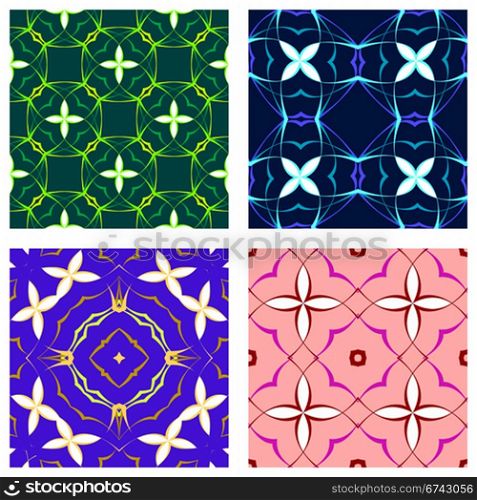 floral seamless textures, abstract patterns; vector art illustration