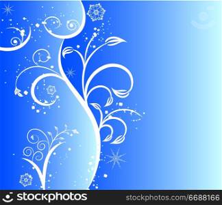 Floral silhouette winter sexy girl, vector