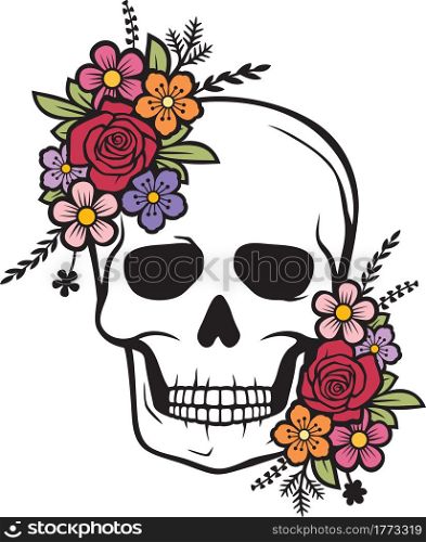 Floral skull with flowers