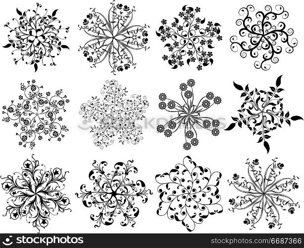 Floral snowflakes, vector