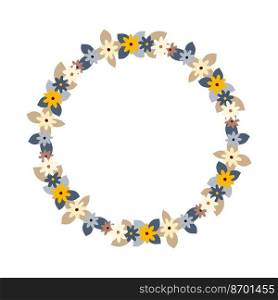floral spring wreath in boho style. Vector illustration. floral spring wreath in boho style