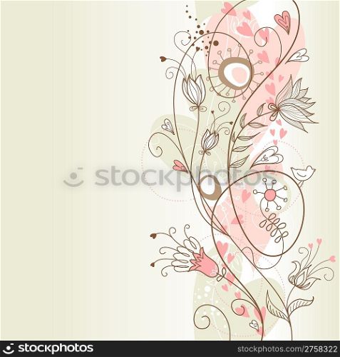Floral summer background with ta Bird in it