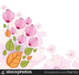 Floral summer design with hand-painted abstract flowers