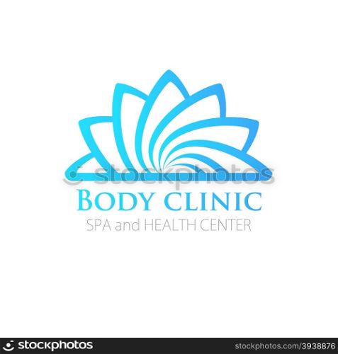 Floral symbol of spa, beauty salon or body clinic. Logo. Vector Icon. Blue flower logotype.