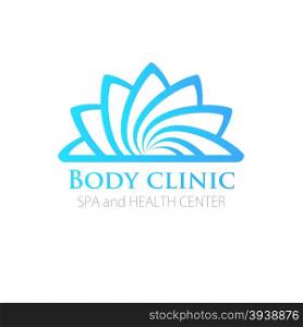 Floral symbol of spa, beauty salon or body clinic. Logo. Vector Icon. Blue flower logotype.