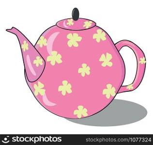 Floral teapot, illustration, vector on white background.