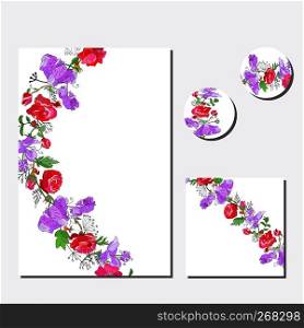 Floral template for your design, greeting cards, festive announcements, posters. - Vector. Floral set of templates for your design, greeting cards, festive