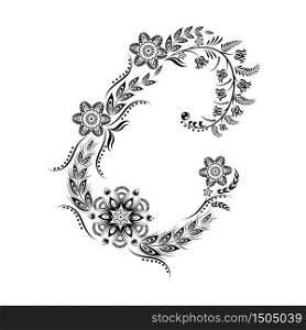 Floral uppercase letter C monogram. Vector illustration design.