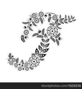 Floral uppercase letter F monogram. Vector illustration design.