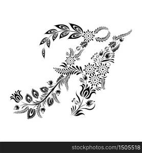 Floral uppercase letter H monogram. Vector illustration design.