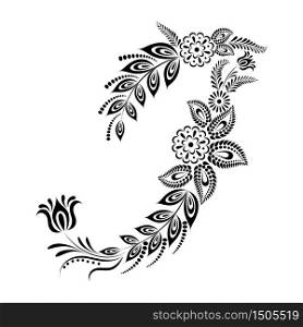 Floral uppercase letter I monogram. Vector illustration design.