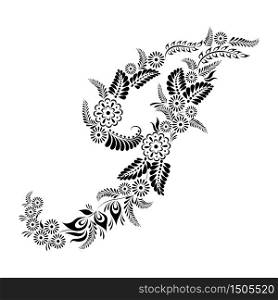 Floral uppercase letter J monogram. Vector illustration design.