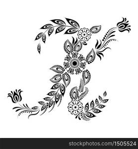 Floral uppercase letter K monogram. Vector illustration design.