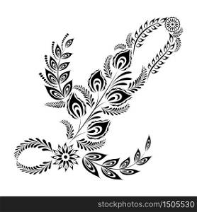Floral uppercase letter L monogram. Vector illustration design.