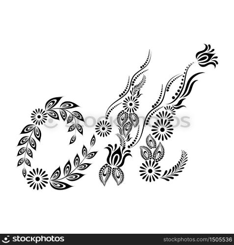 Floral uppercase letter M monogram. Vector illustration design.