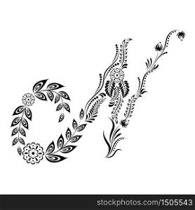 Floral uppercase letter N monogram. Vector illustration design.