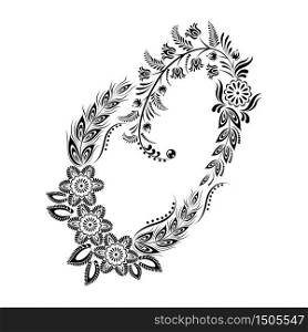Floral uppercase letter O monogram. Vector illustration design.