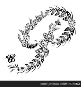 Floral uppercase letter P monogram. Vector illustration design.