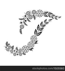 Floral uppercase letter T monogram. Vector illustration design.
