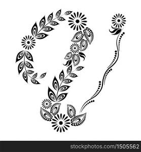 Floral uppercase letter V monogram. Vector illustration design.