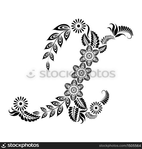 Floral uppercase letter X monogram. Vector illustration design.