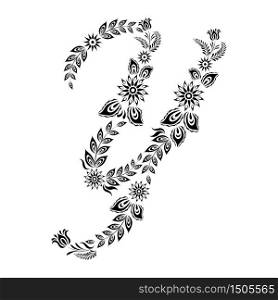 Floral uppercase letter Y monogram. Vector illustration design.