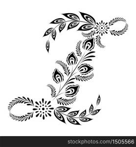 Floral uppercase letter Z monogram. Vector illustration design.