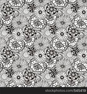 Floral vector background for coloring book page or textile design. Boho Seamless pattern. Floral vector background for coloring book page or textile design. Seamless pattern