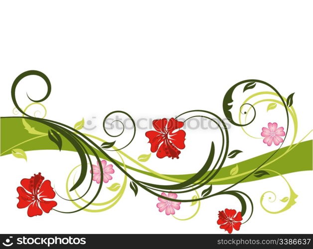 Floral vector background with leaves and flowers