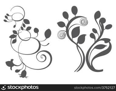 Floral vector elements in various styles for ornate and decoration