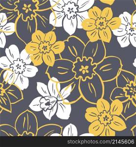 Floral vector seamless background with yellow and white flowers. Floral vector seamless background with yellow flowers