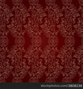 Floral vintage seamless pattern on red background. Vector illustration