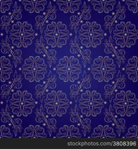 Floral vintage seamless pattern on violet background. Vector illustration.