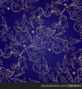 Floral vintage seamless pattern on violet background. Vector illustration.
