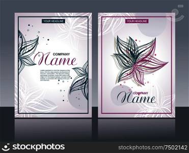 Floral wedding invitation card template design, thin petals on abstract background, vintage style.