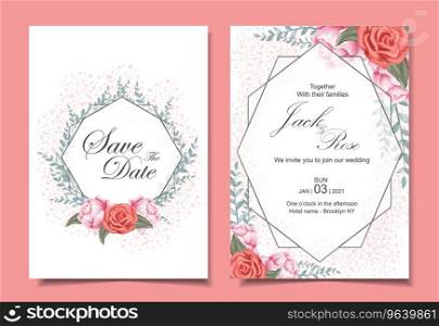 Floral wedding invitation cards set with roses Vector Image