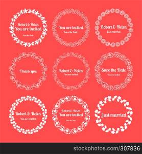 Floral wedding wreaths. Save the date invitation elements. Floral wedding wreaths