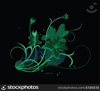 floral with splash vector illustration