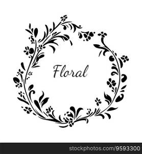 Floral wreath art deco ornate black and white vector image